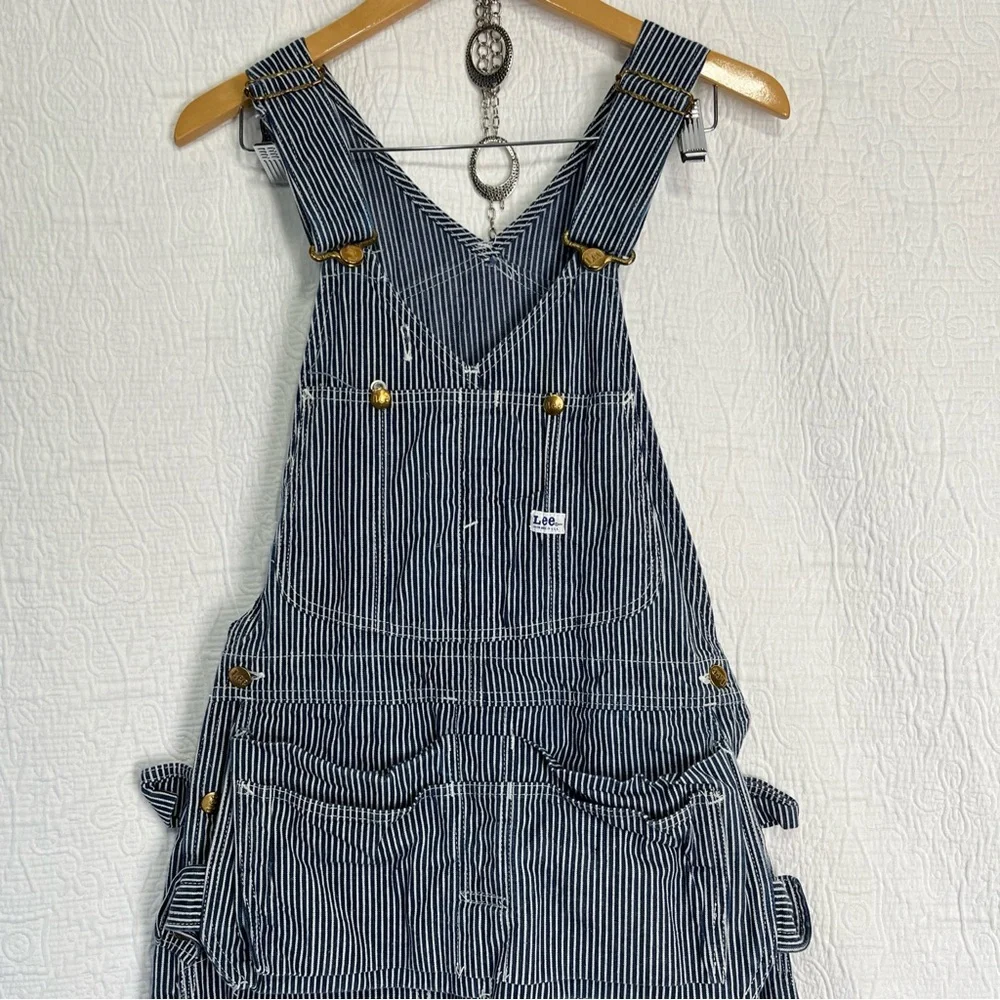 Vintage Lee Hickory Stripe Overalls 30x30 Carpenter Sanforized Union Made USA